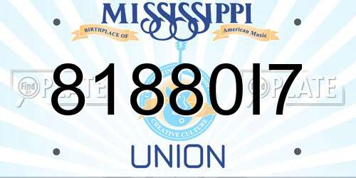 81880I7 Mississippi License Plate