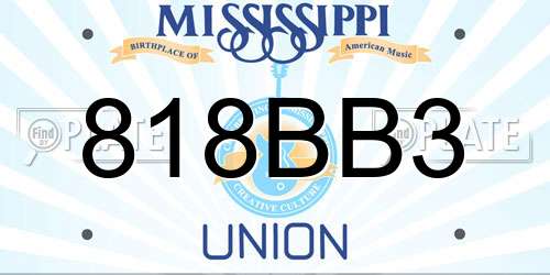 818BB3 Mississippi License Plate