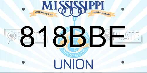 818BBE Mississippi License Plate