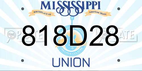 818D28 Mississippi License Plate
