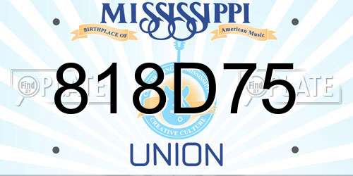818D75 Mississippi License Plate