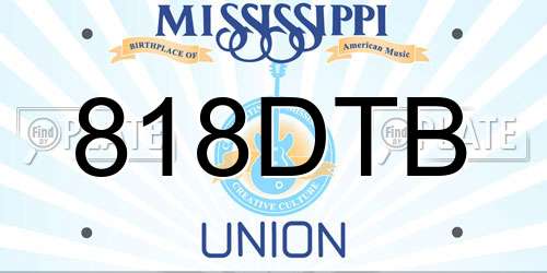 818DTB Mississippi License Plate