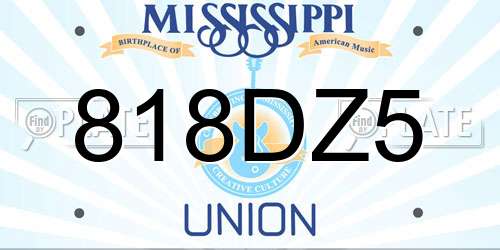 818DZ5 Mississippi License Plate