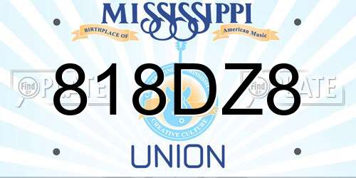 818DZ8 Mississippi License Plate