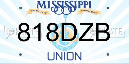 818DZB Mississippi License Plate