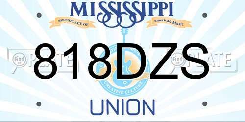 818DZS Mississippi License Plate