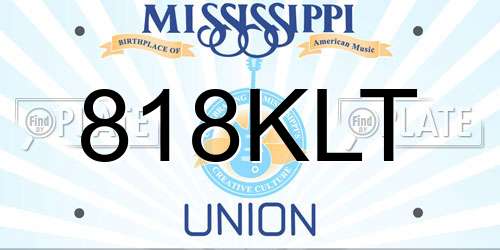 818KLT Mississippi License Plate