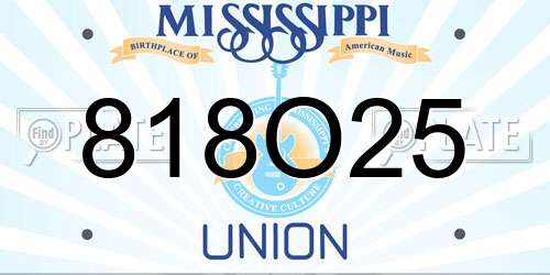 818O25 Mississippi License Plate