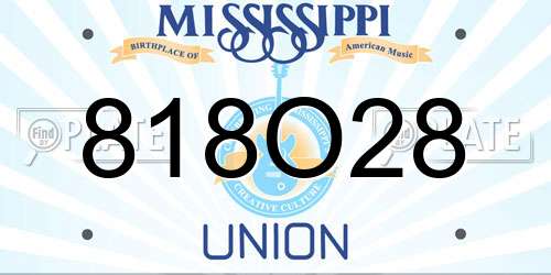 818O28 Mississippi License Plate