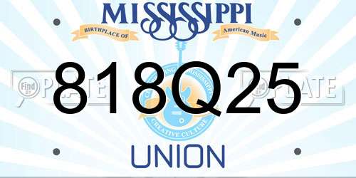 818Q25 Mississippi License Plate