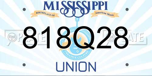 818Q28 Mississippi License Plate