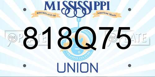 818Q75 Mississippi License Plate