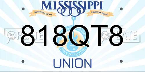 818QT8 Mississippi License Plate