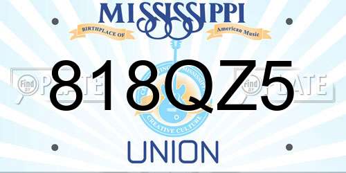 818QZ5 Mississippi License Plate