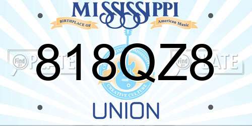 818QZ8 Mississippi License Plate