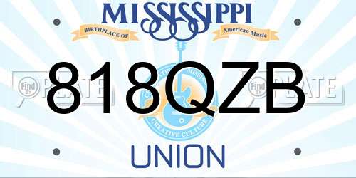818QZB Mississippi License Plate