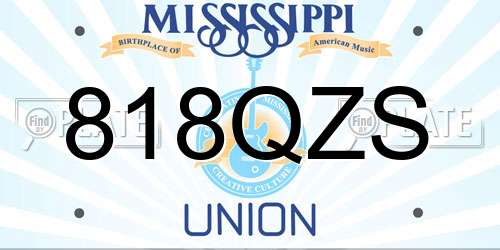 818QZS Mississippi License Plate