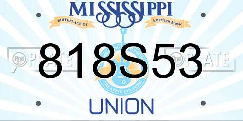 818S53 Mississippi License Plate
