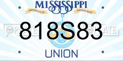 818S83 Mississippi License Plate