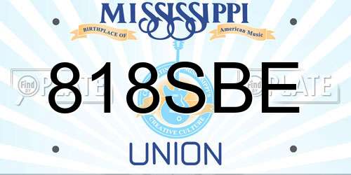 818SBE Mississippi License Plate