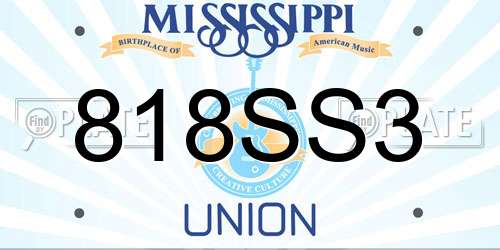 818SS3 Mississippi License Plate