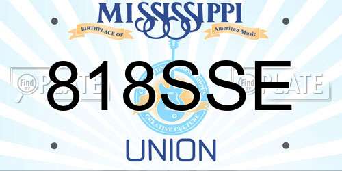 818SSE Mississippi License Plate