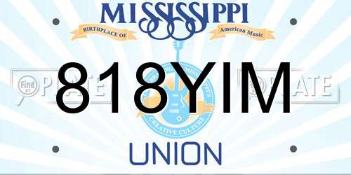 818YIM Mississippi License Plate
