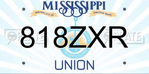 818ZXR Mississippi License Plate