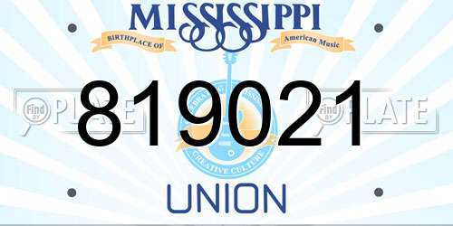 819021 Mississippi License Plate
