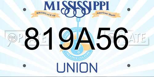 819A56 Mississippi License Plate