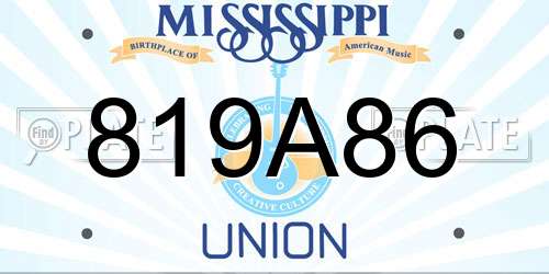 819A86 Mississippi License Plate