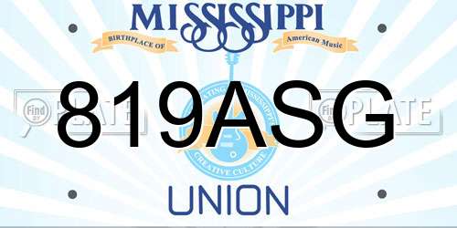 819ASG Mississippi License Plate