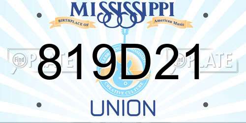 819D21 Mississippi License Plate