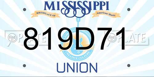 819D71 Mississippi License Plate