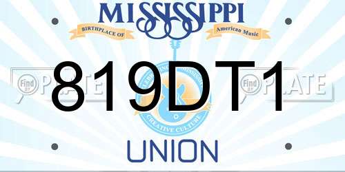 819DT1 Mississippi License Plate