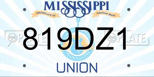 819DZ1 Mississippi License Plate