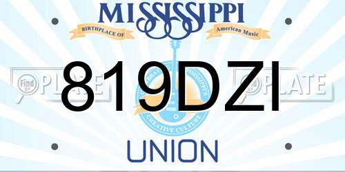 819DZI Mississippi License Plate