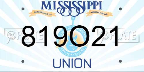 819O21 Mississippi License Plate