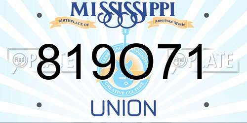 819O71 Mississippi License Plate