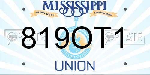 819OT1 Mississippi License Plate