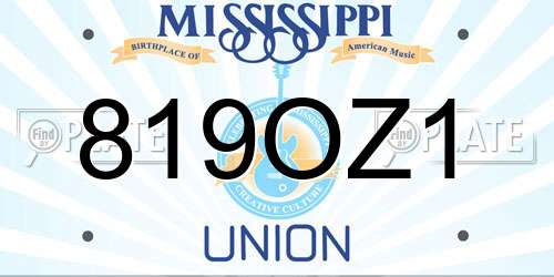 819OZ1 Mississippi License Plate