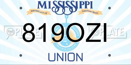 819OZI Mississippi License Plate
