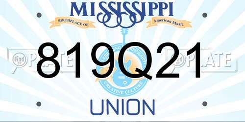 819Q21 Mississippi License Plate