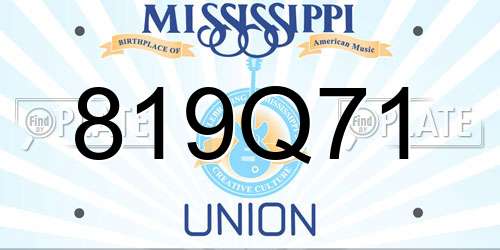 819Q71 Mississippi License Plate