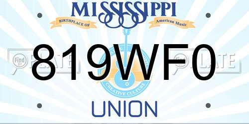 819WF0 Mississippi License Plate