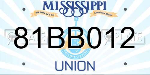 81BB012 Mississippi License Plate