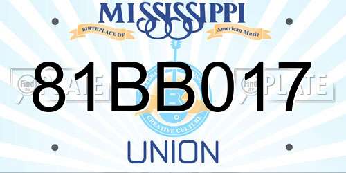 81BB017 Mississippi License Plate