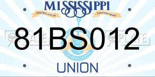 81BS012 Mississippi License Plate