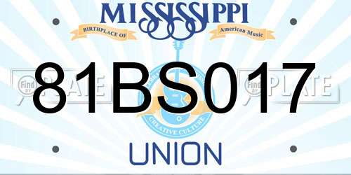 81BS017 Mississippi License Plate