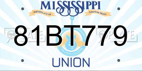 81BT779 Mississippi License Plate